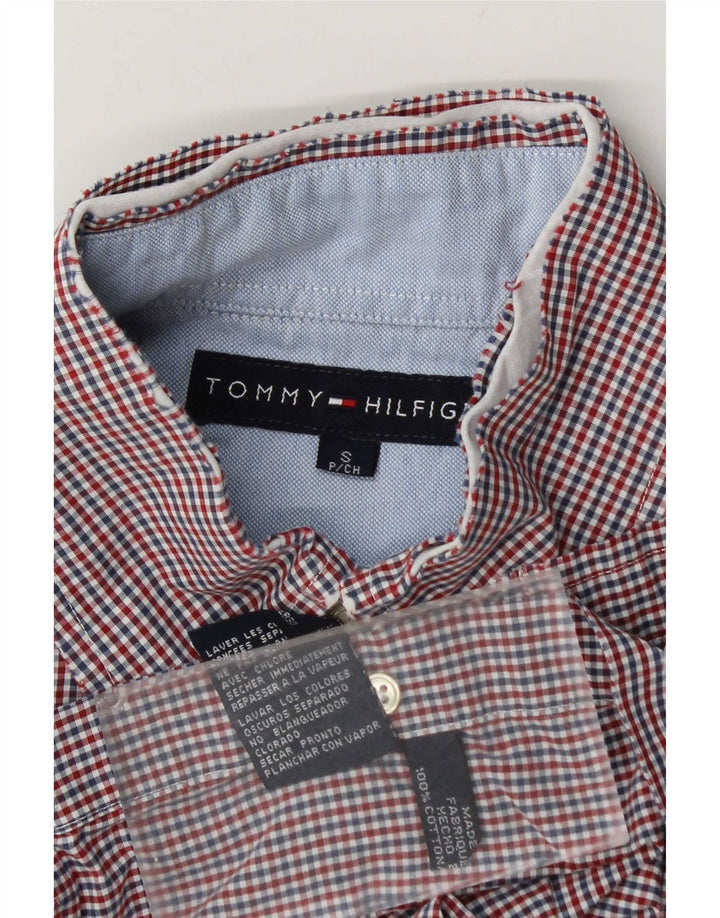 Camicia da uomo Tommy Hilfiger piccola in cotone a quadretti rossi