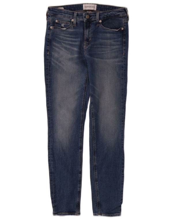 Jeans skinny da donna a vita media Calvin Klein W27 L28 cotone blu