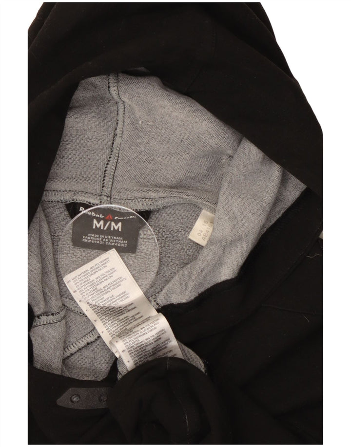 Maglione con cappuccio grafico da uomo Reebok, poliestere nero medio