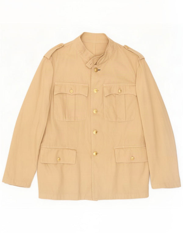 Giacca militare da uomo vintage IT 50 Large Beige Cotton Classic