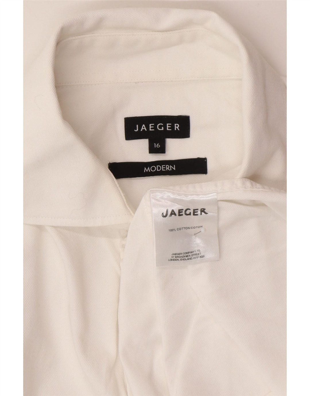 Camicia da uomo Jaeger Modern Fit taglia 16 grande cotone bianco