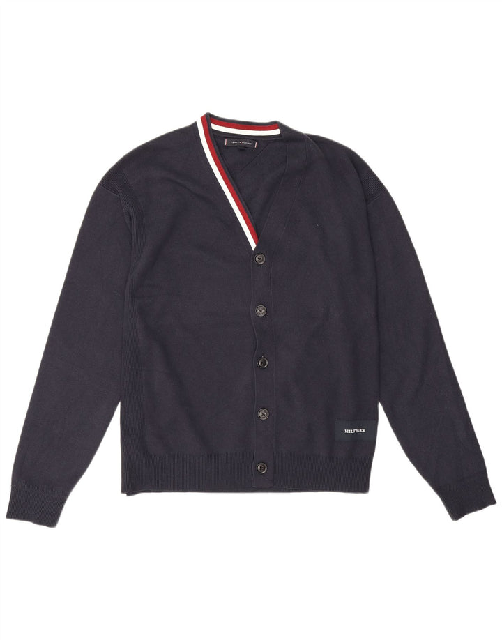 Maglione cardigan da uomo Tommy Hilfiger cotone medio blu navy