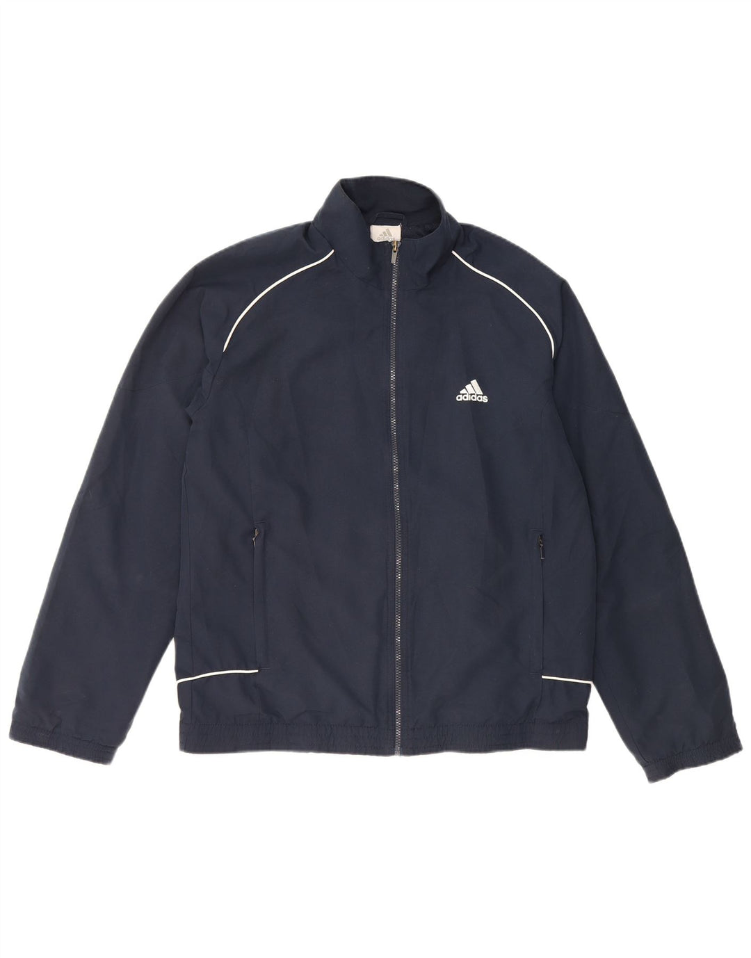 ADIDAS Mens Tracksuit Top Jacket UK 38/40 Medium Navy Blue Polyester