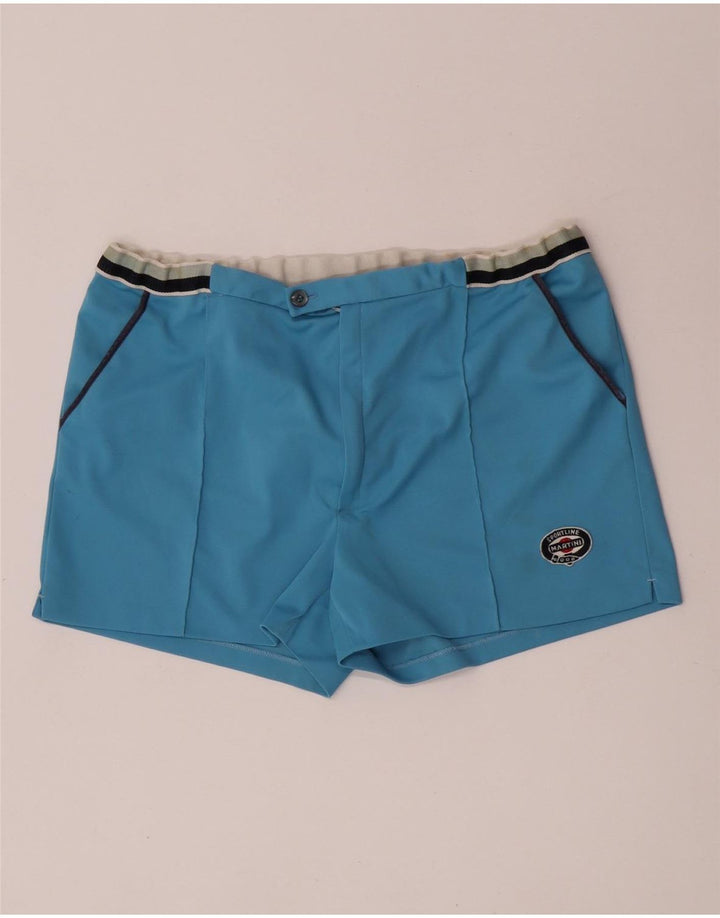 Pantaloncini chino vintage da uomo W34 grandi in poliestere color block blu