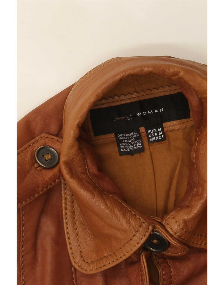 Giacca in pelle militare da donna Zara UK 14 Marrone medio