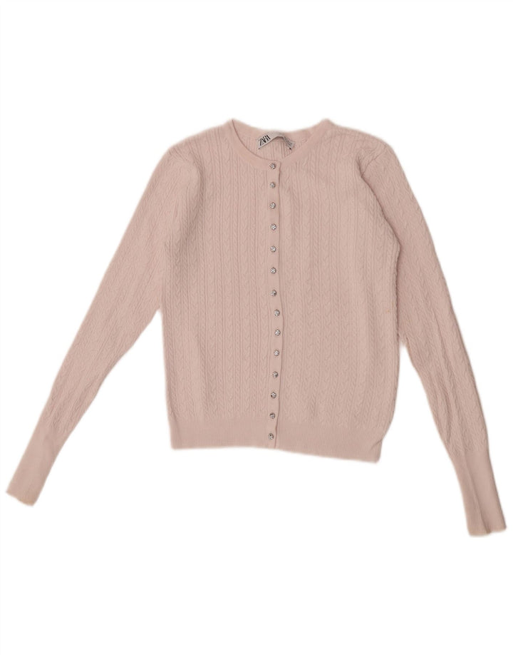 Maglione cardigan corto da donna Zara UK 8 piccolo rosa