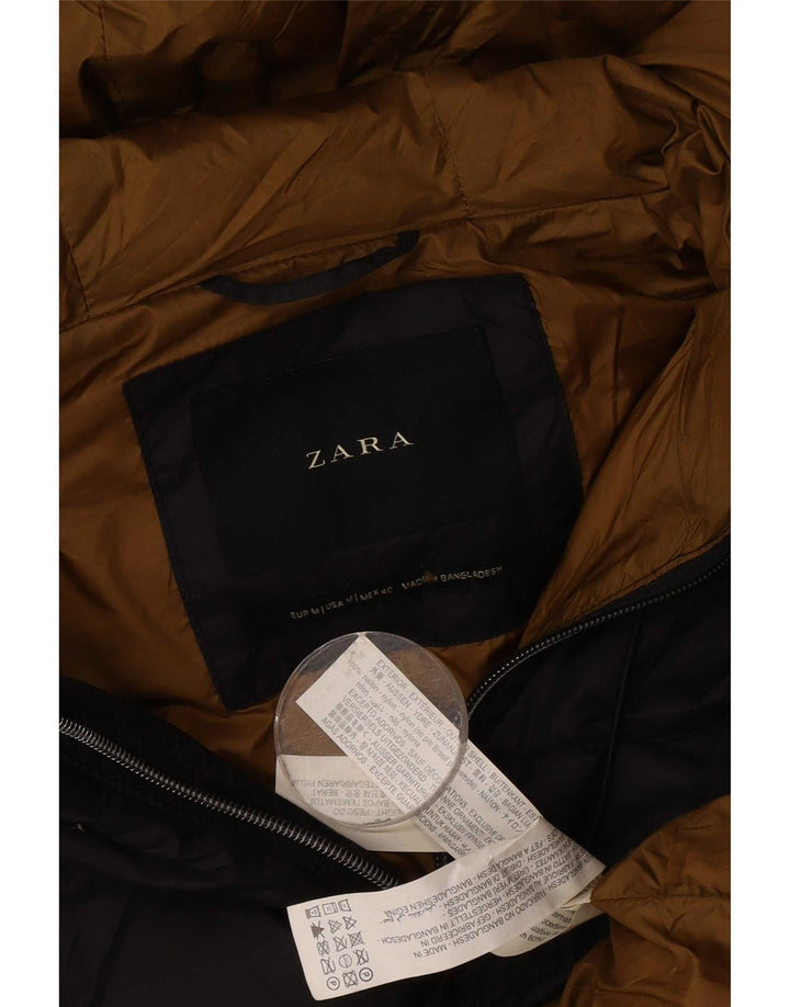 Giacca imbottita con cappuccio da uomo Zara UK 38 nylon nero medio