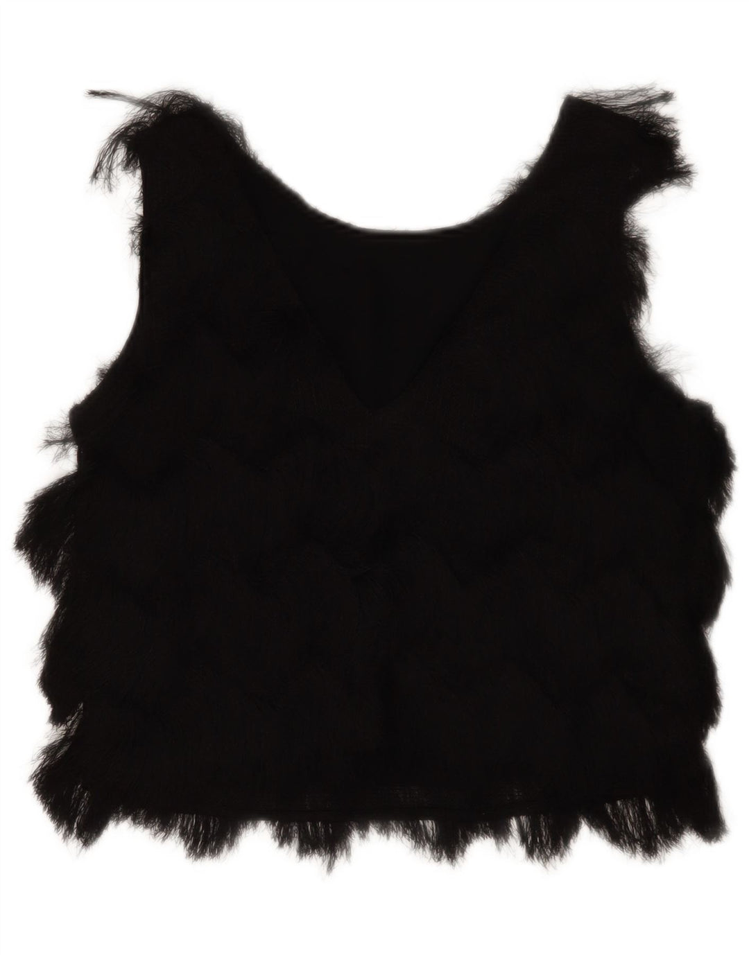 Top corto corto senza maniche da donna Zara UK 10 piccolo poliestere nero