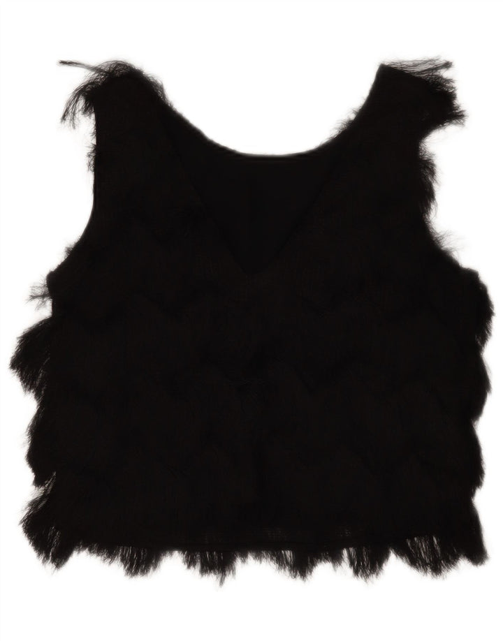 Top corto corto senza maniche da donna Zara UK 10 piccolo poliestere nero