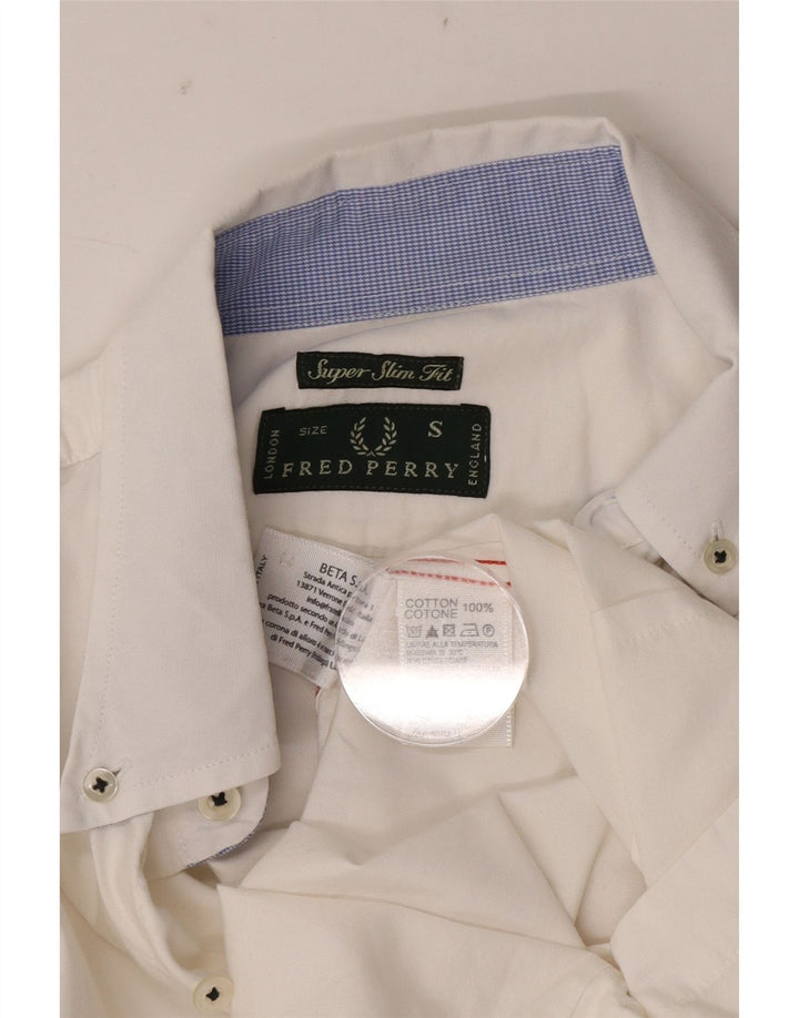Camicia Fred Perry da uomo super slim fit piccola in cotone bianco