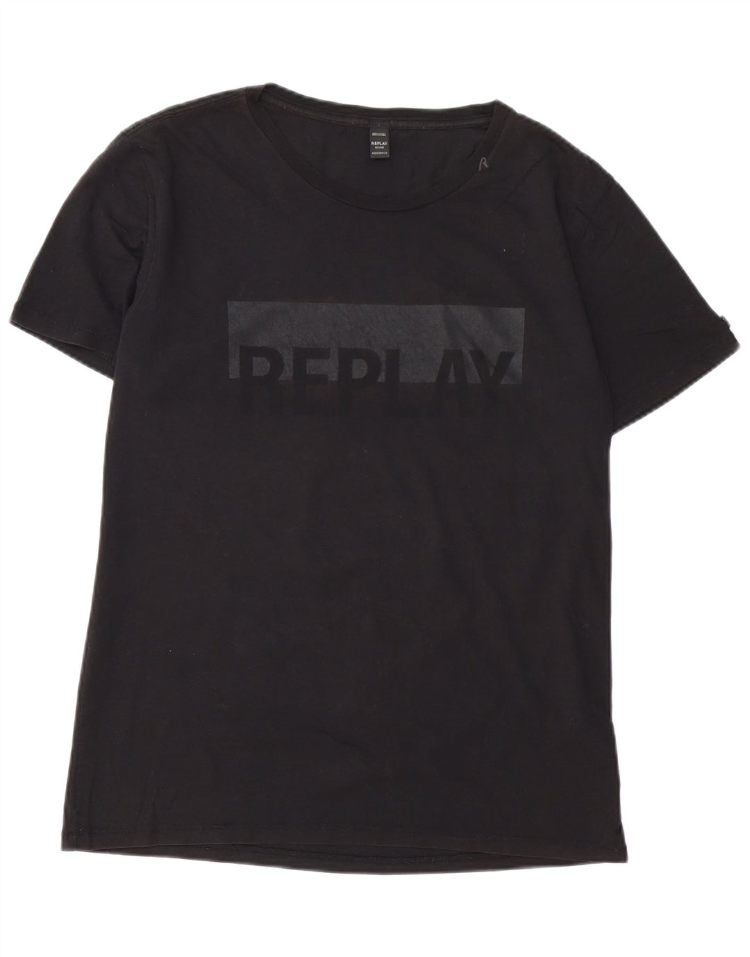 REPLAY T-shirt grafica da uomo Top grande in cotone nero