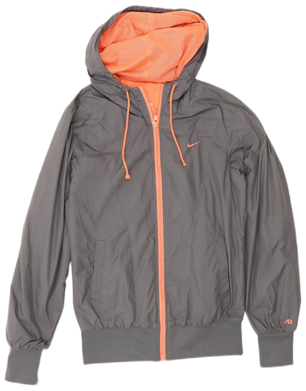 Giacca antipioggia con cappuccio da donna Nike UK 10 Small Grey Poliestere Sports