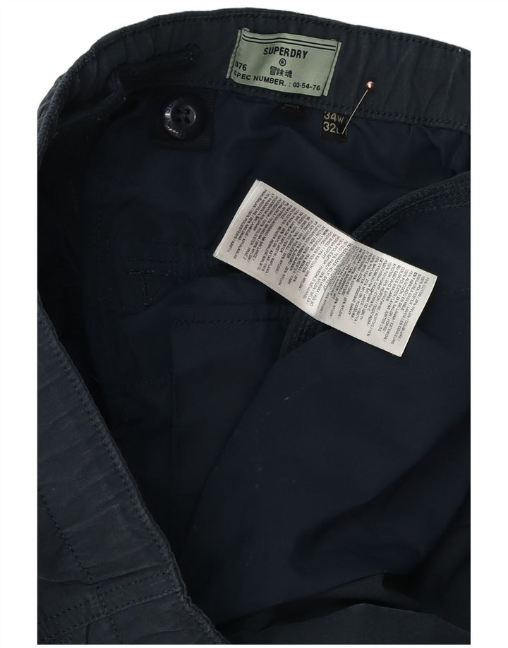 Pantaloni cargo affusolati da uomo SUPERDRY W34 L32 cotone blu navy