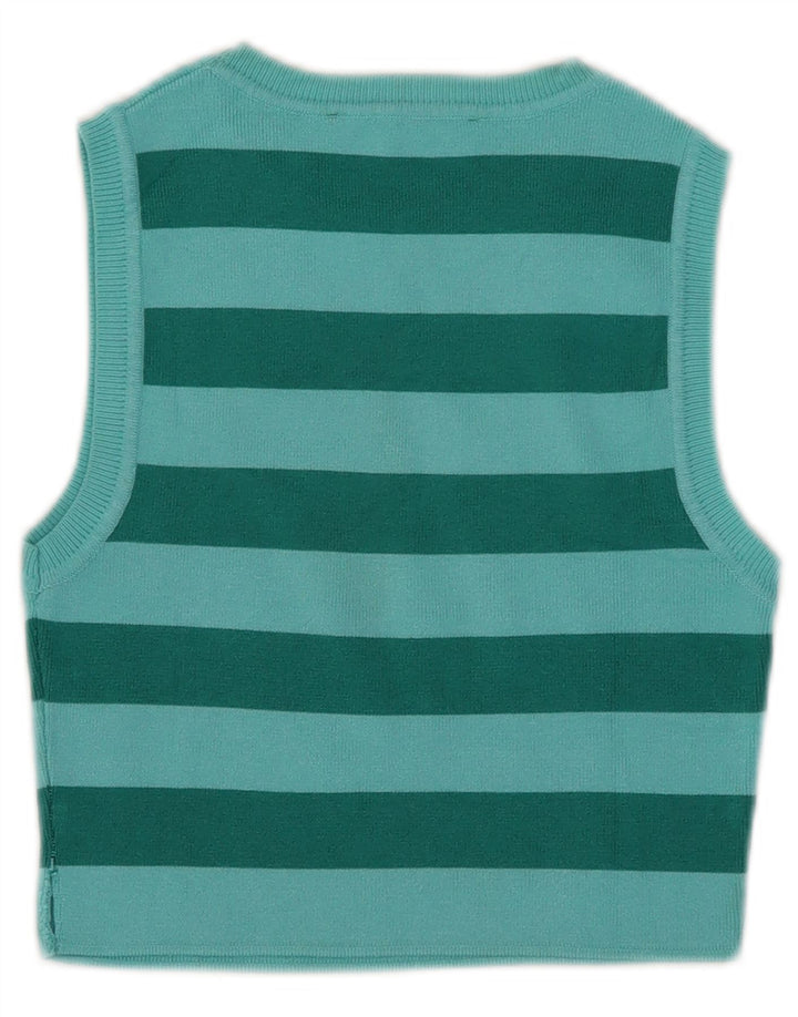 Canotta corta da donna Zara UK 12 Viscosa a righe verde medio