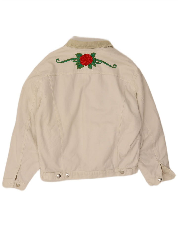 Giacca di jeans da uomo El Charro UK 36 Piccolo floreale bianco