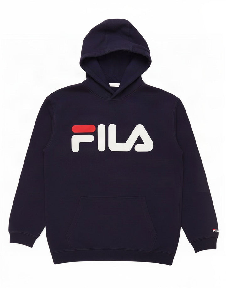 Felpa con cappuccio grafica da uomo Fila media blu navy