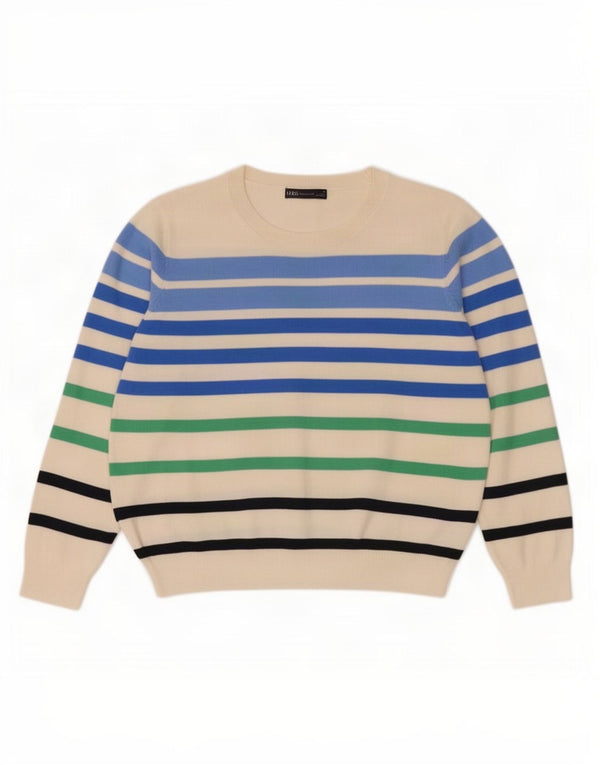 Maglione maglione con scollo a barca da donna Marks & Spencer UK 16 grandi strisce blu