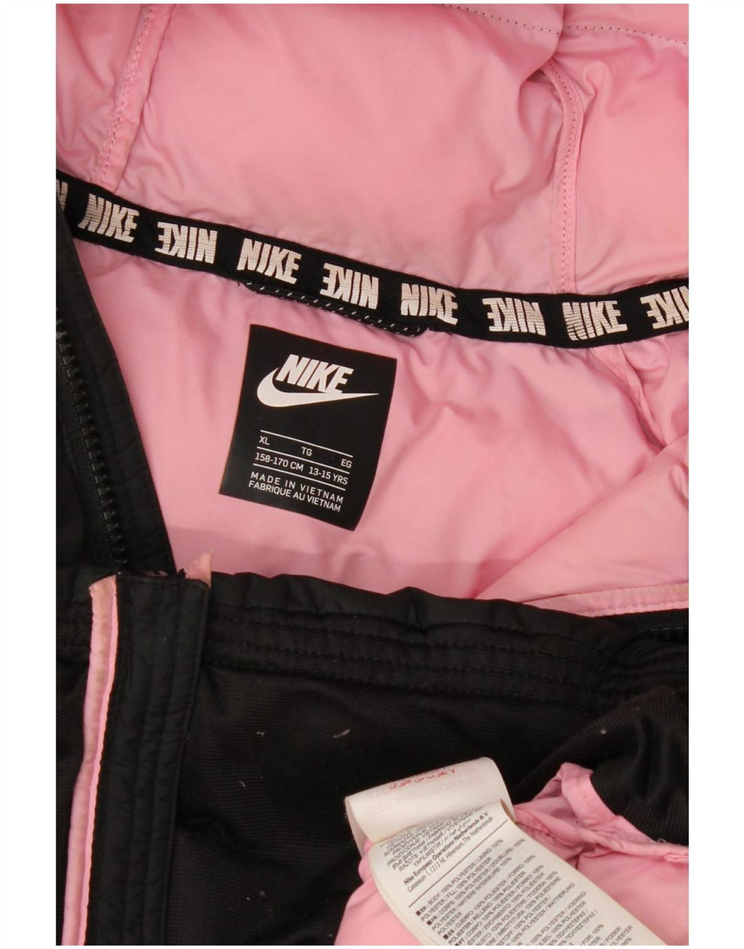 Giacca imbottita con cappuccio Nike bambina 13-14 anni XL poliestere nero