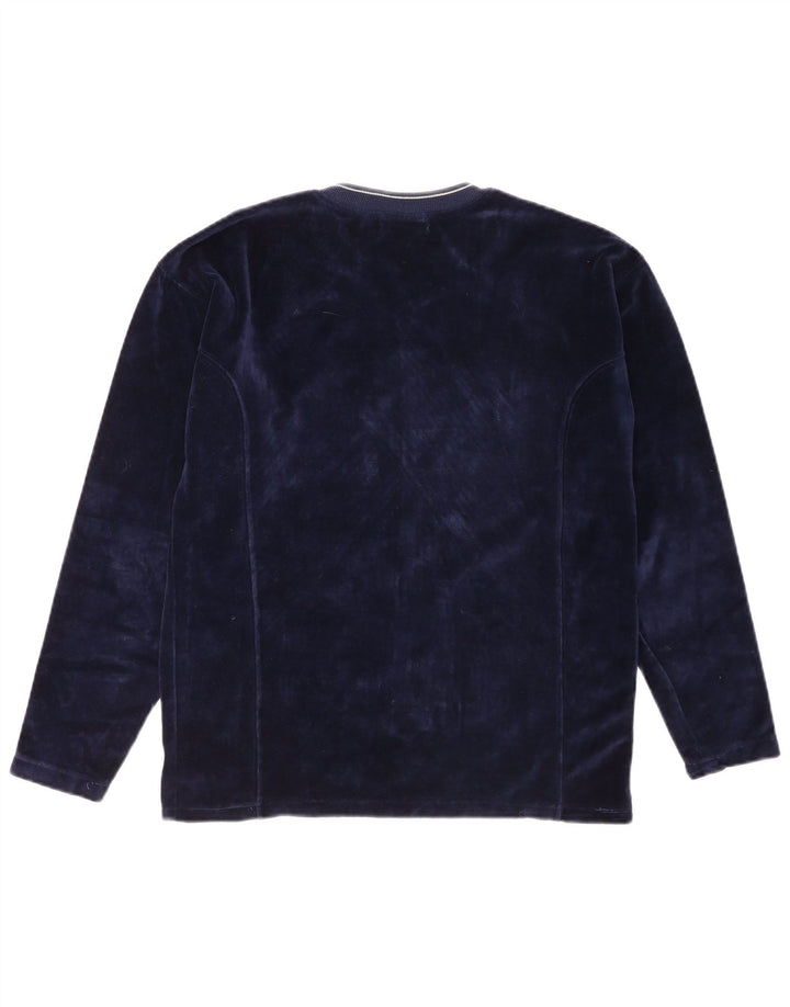 Top grafico da uomo vintage a maniche lunghe blu navy medio