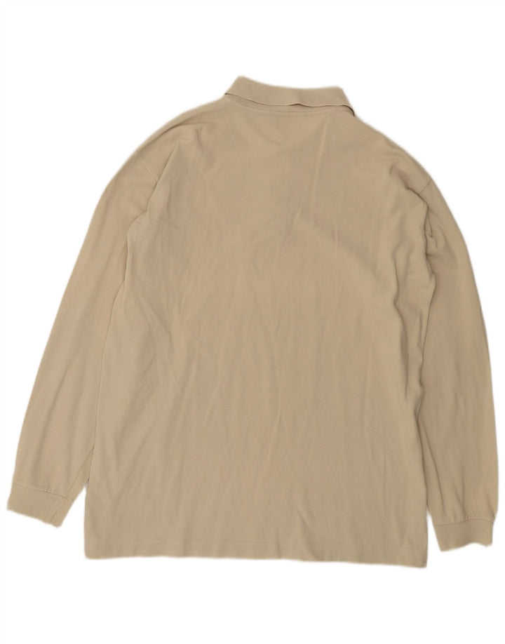 Polo KAPPA da uomo a manica lunga grande in cotone beige