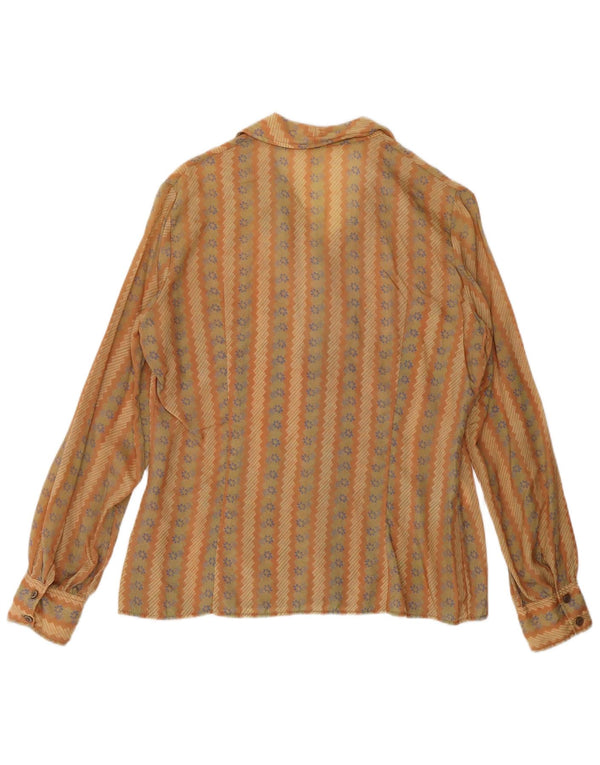 Camicia vintage da donna UK 16 grande floreale beige