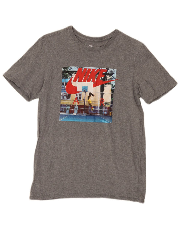 T-shirt grafica Nike da uomo con taglio atletico, piccola, grigia chiazzata