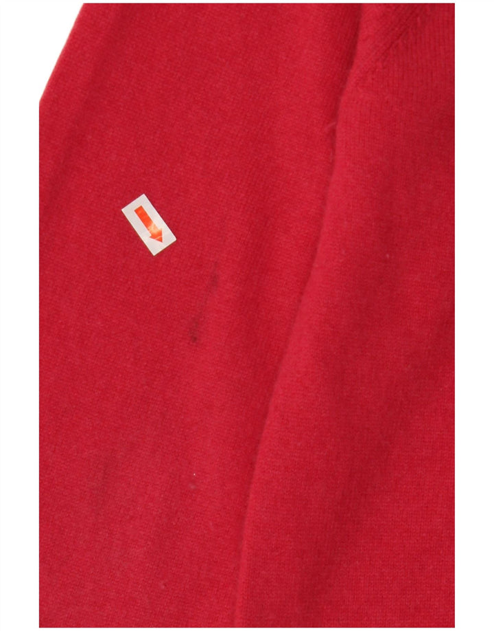 CREW CLOTHING Maglione da uomo con scollo a V in lana merino rosso medio