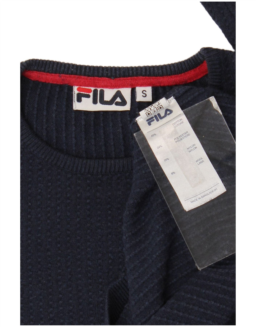 Maglione girocollo da uomo Fila piccolo in cotone blu navy