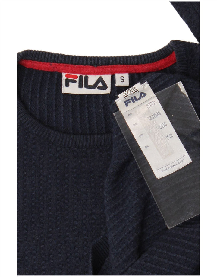 Maglione girocollo da uomo Fila piccolo in cotone blu navy