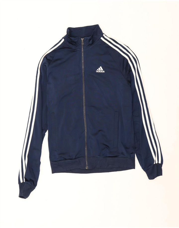 Giacca da ginnastica da uomo Adidas piccola in poliestere color block blu navy
