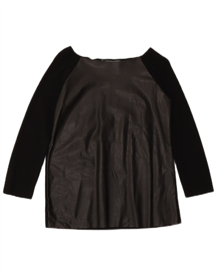 Top ZARA da donna corto con spalle scoperte e maniche a 3/4 UK 10 piccolo nero