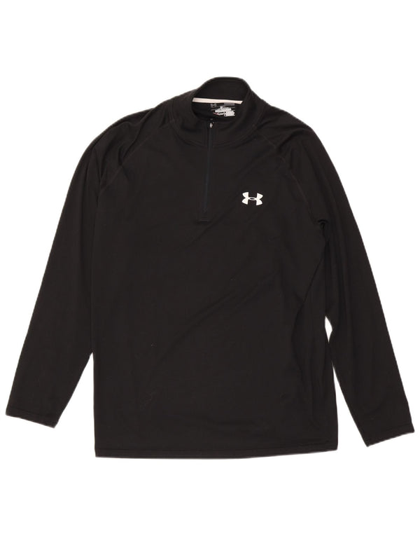 Under Armour Uomo Zip Collo Vestibilità Regolare Top Manica Lunga Grande Nero Sportivo