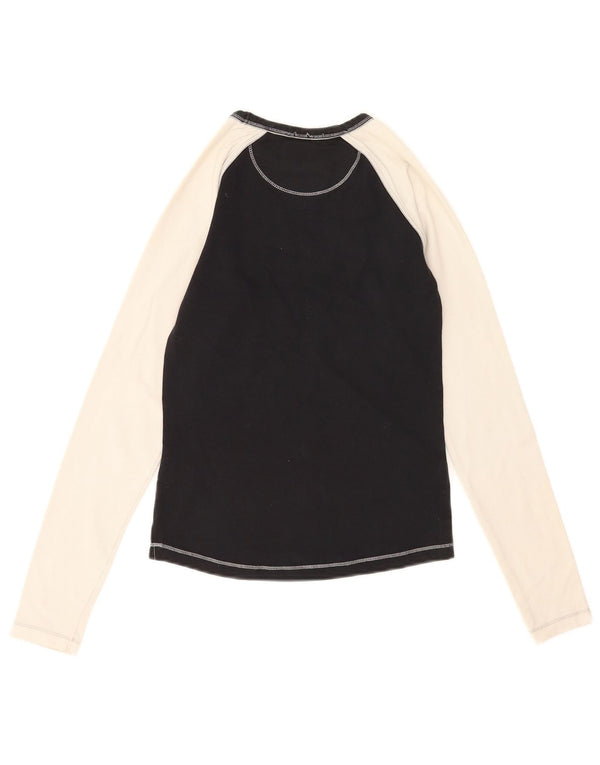 Top grafico da donna Nike a maniche lunghe UK 8/10 piccolo cotone color block nero