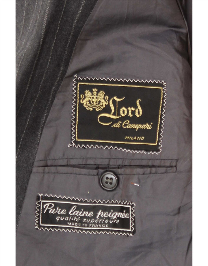 Giacca blazer doppiopetto da uomo Lord UK 38 Lana a righe grigio medio