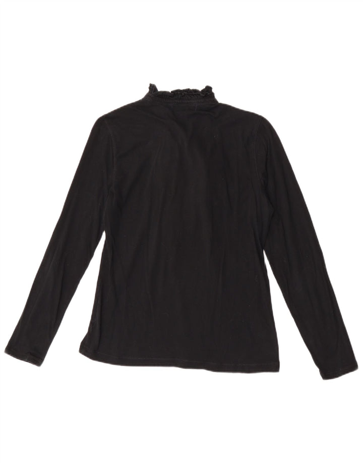 Ralph Lauren Top da donna con volant sul davanti manica lunga UK 12 Medio Nero