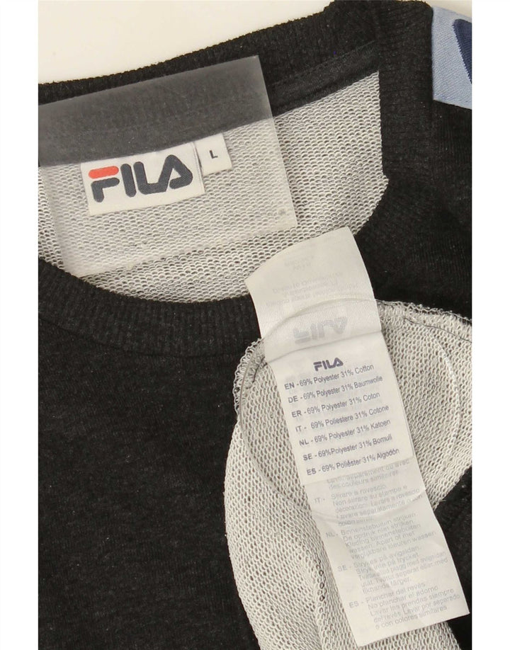 Fila Felpa grafica da uomo Maglione Large Grigio Colourblock Poliestere