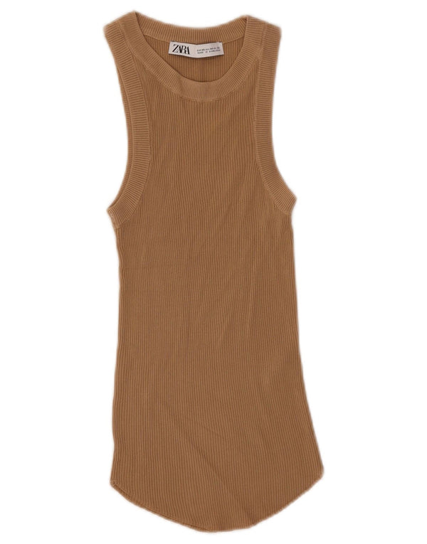 Canotta Donna Zara UK 4 XS Beige Viscosa