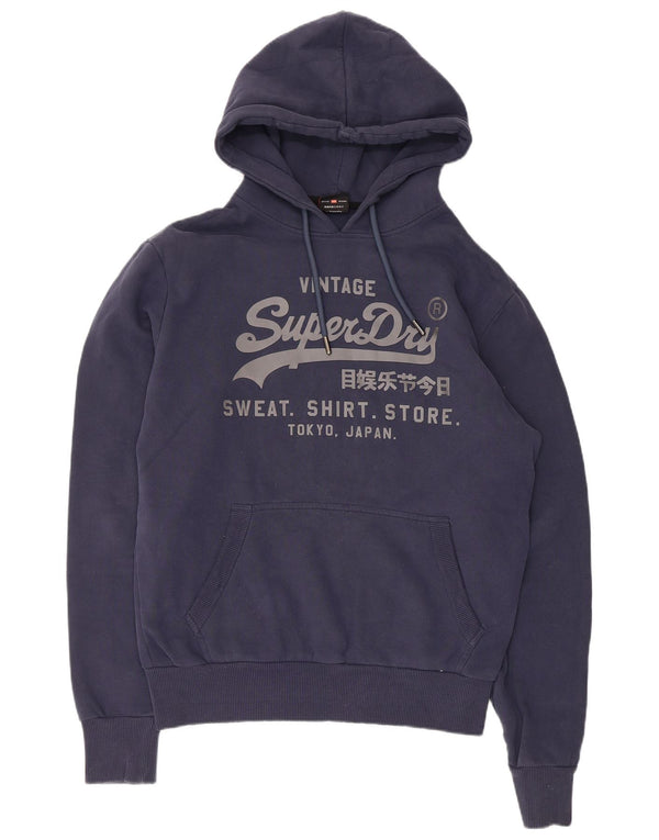 Maglione con cappuccio grafico da uomo Superdry grande in cotone blu navy
