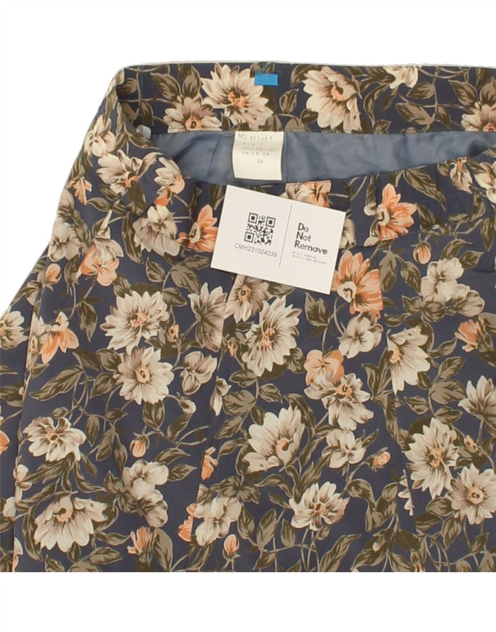 VINTAGE Womens Flared Skirt W28 Medium  Navy Blue Floral Vintage Vintage and Second-Hand Vintage from Messina Hembry 