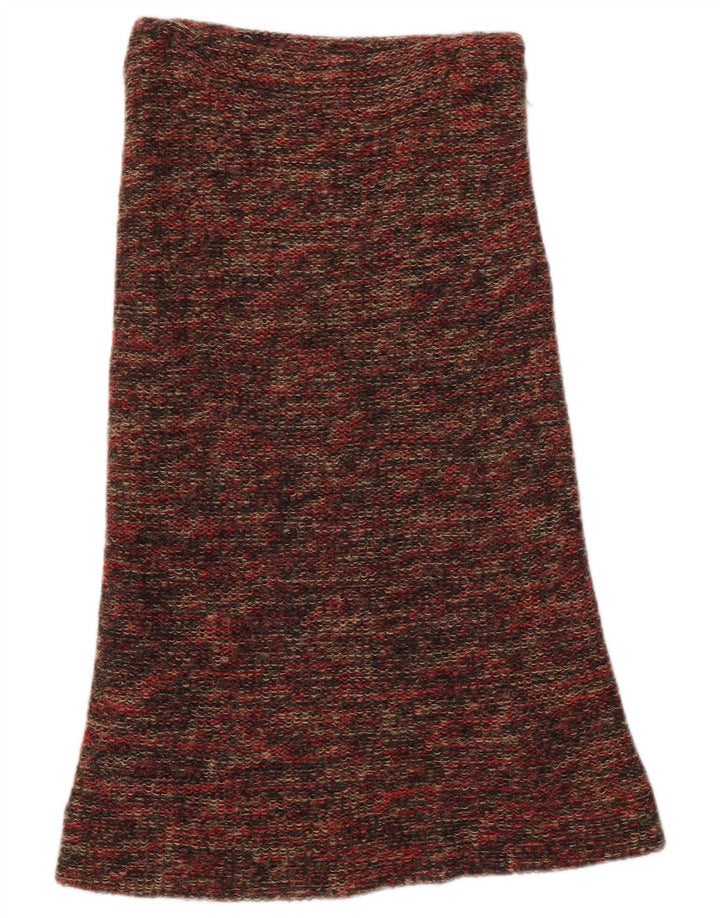 Gonna a trapezio vintage da donna in maglia W27 piccola in lana screziata multicolore