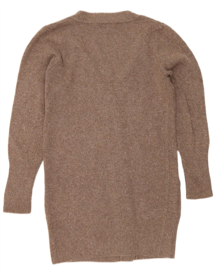 Maglione cardigan lungo da donna Marks & Spencer UK 10 piccolo viscosa marrone