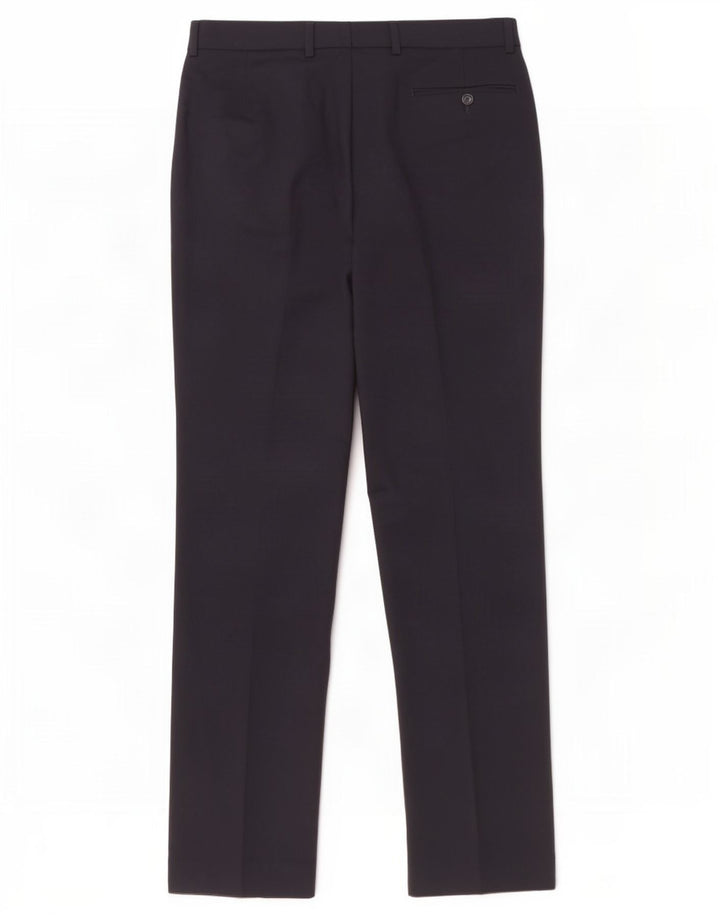 Pantaloni da abito dritti da donna Marks & Spencer W32 L33 lana blu navy