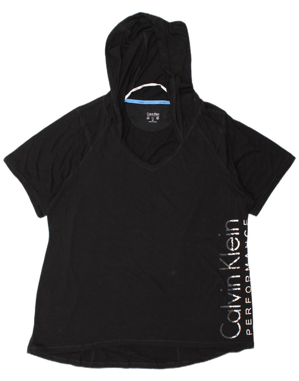 T-shirt grafica oversize da donna Calvin Klein Top UK 20 2XL cotone nero