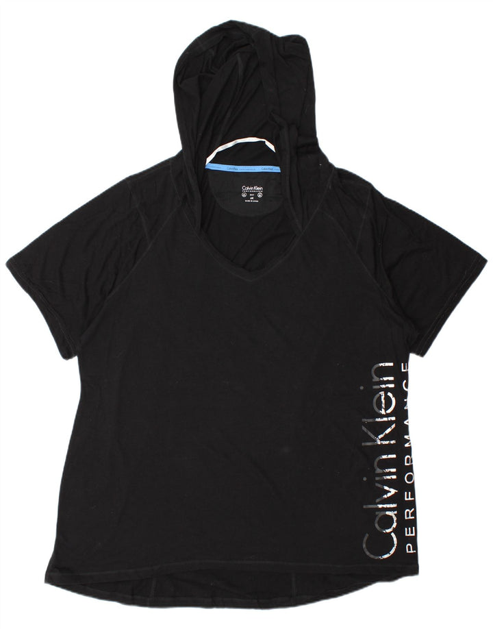 T-shirt grafica oversize da donna Calvin Klein Top UK 20 2XL cotone nero