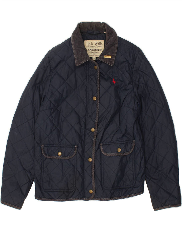 JACK WILLS Womens Quilted Jacket UK 14 Large Navy Blue Nylon Vintage Jack Wills and Second-Hand Jack Wills from Messina Hembry 