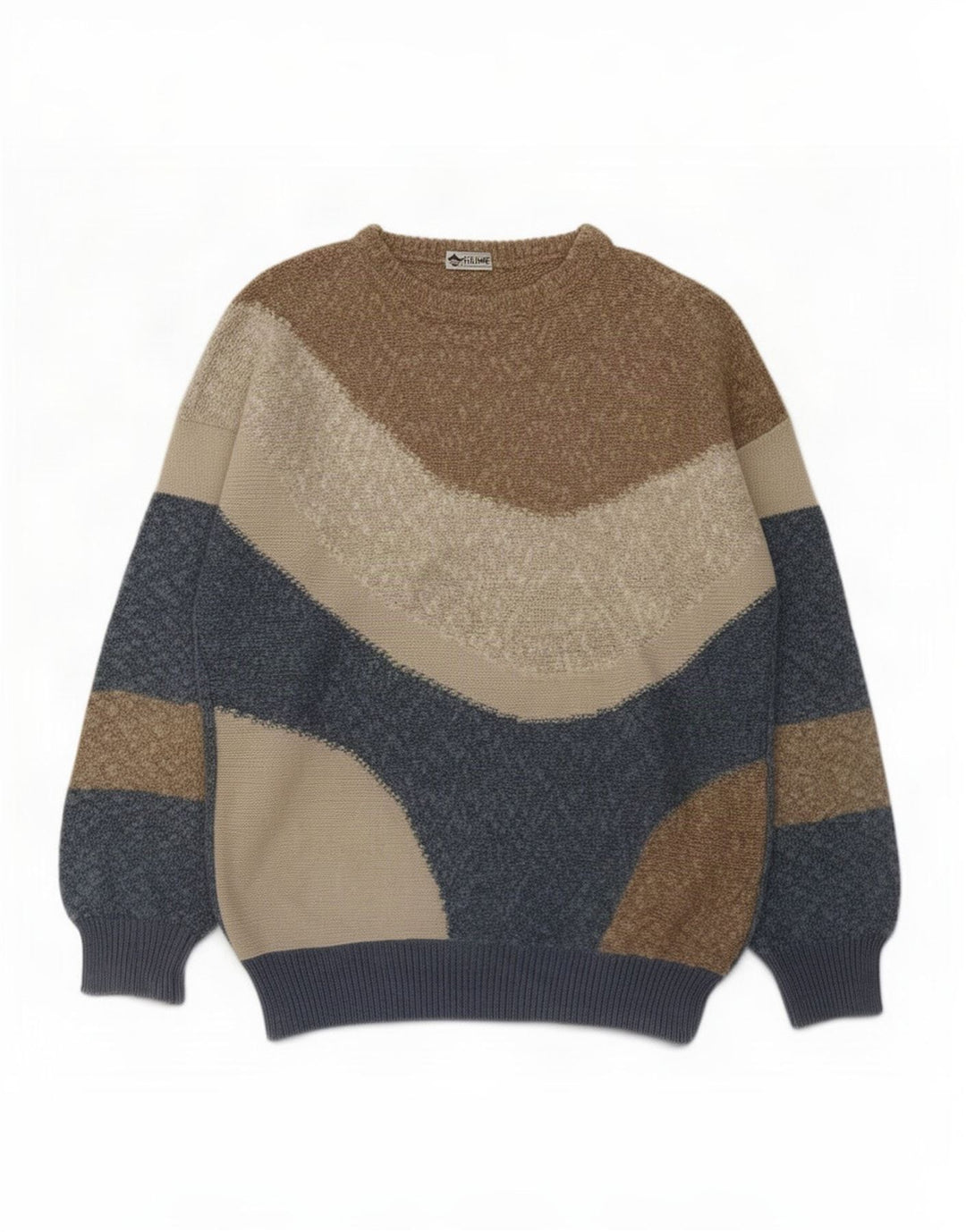 Maglione Uomo Girocollo Fiume Fiume in cotone color block multicolore medio