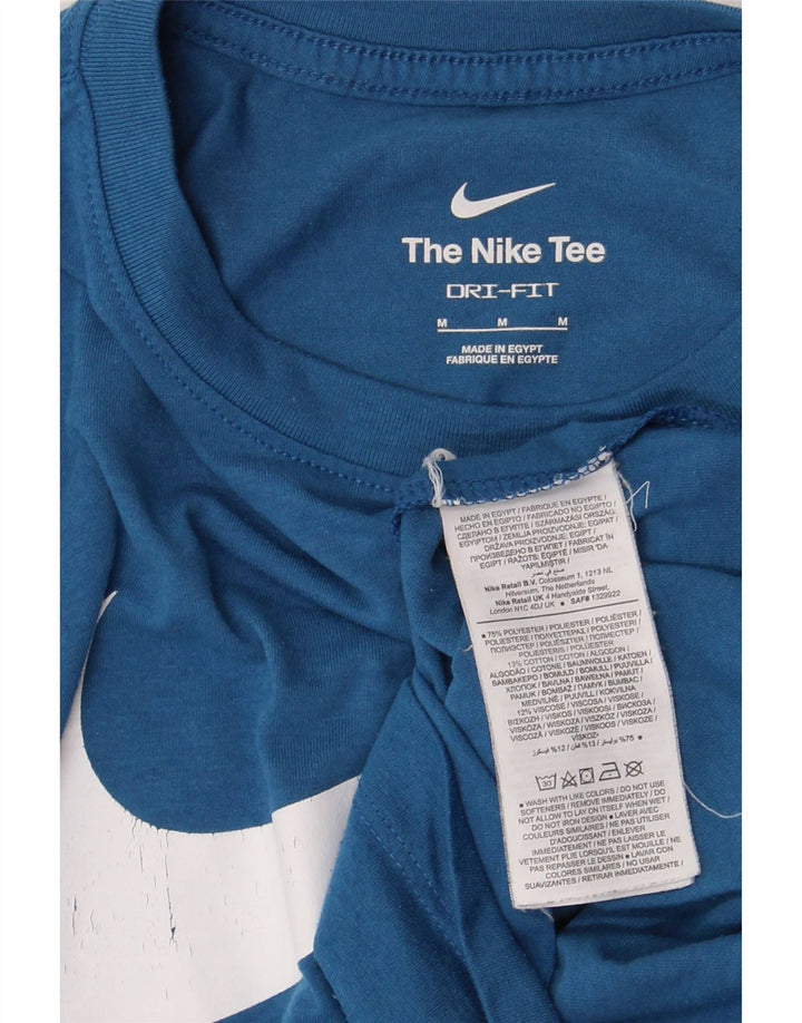 T-shirt grafica Nike Dri Fit da uomo, top in poliestere blu medio