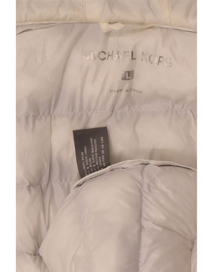 MICHAEL KORS Giacca imbottita con grafica da uomo UK 40 Large Grey Colourblock