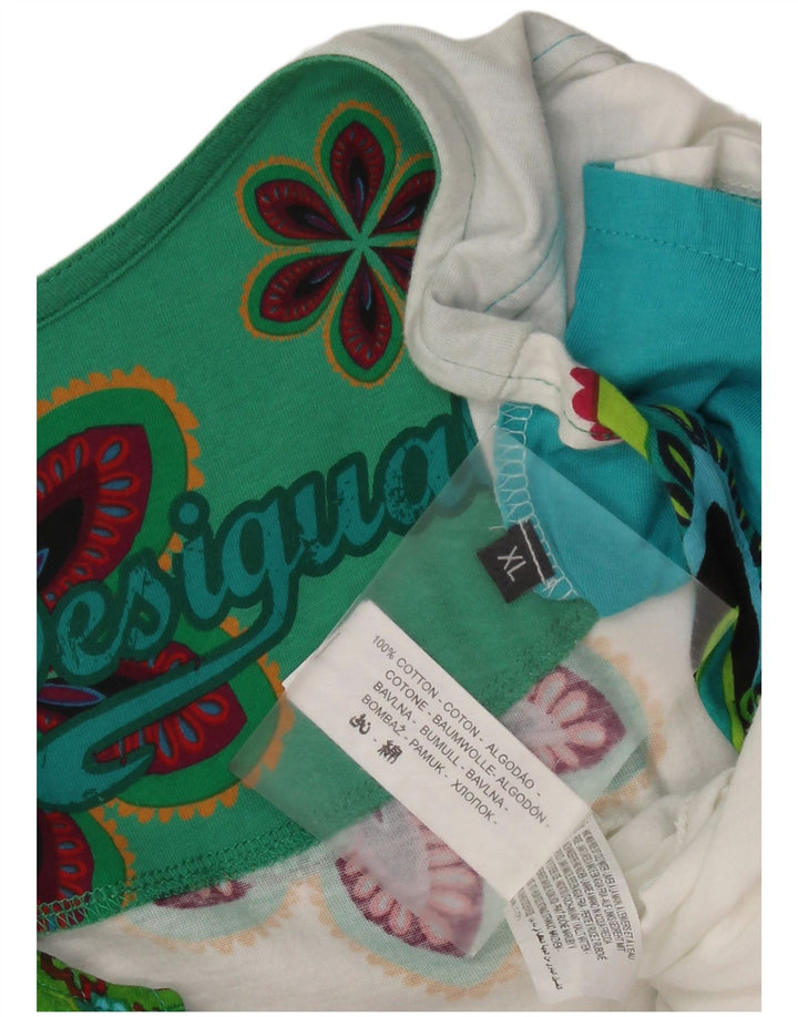 DESIGUAL Top tunica asimmetrica grafica da donna UK 18 XL floreale multicolore