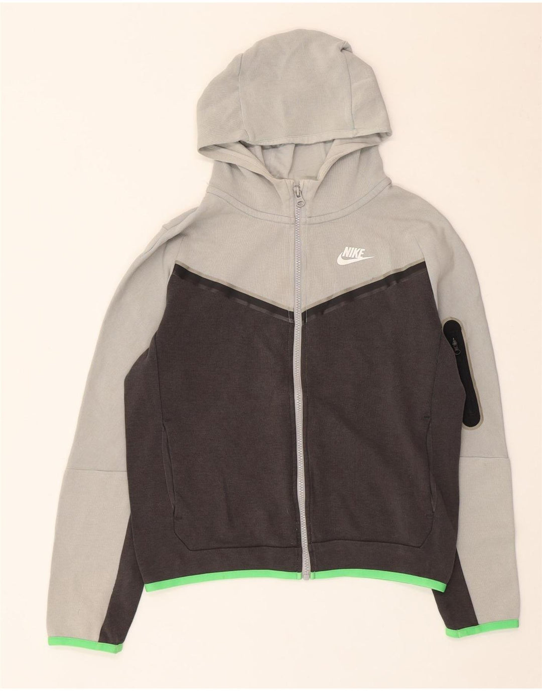 Felpa con cappuccio e zip Nike da ragazzo, 12-13 anni, grande, in cotone grigio